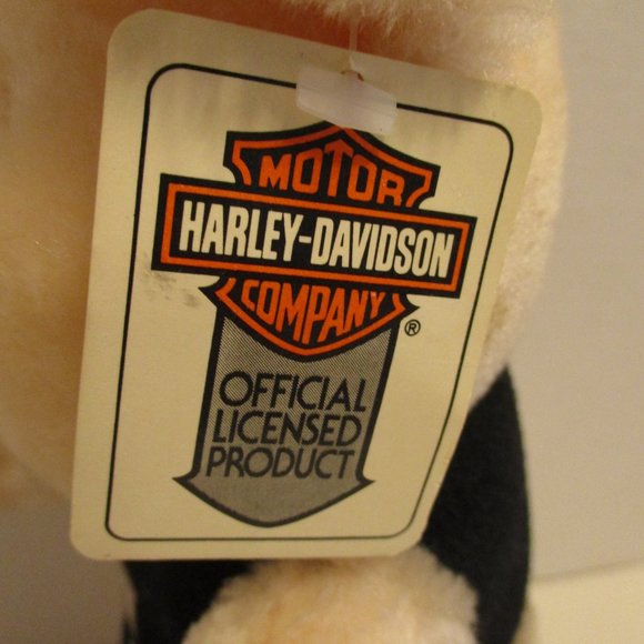 Harley Davidson NEW Vintage 1991 Medium Peach Black Orange Graphic Plush Hog - Picture 5 of 9